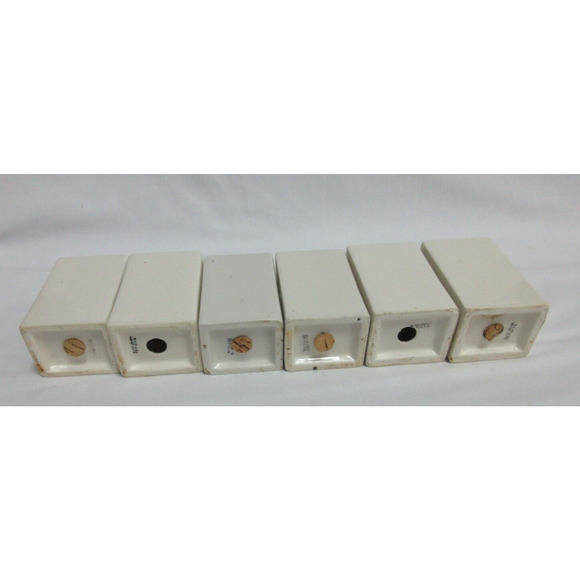 Vintage Spice Rack Ceramic Rooster 6 Jar Set Wood Wall Japan 1950s 7.5" x 7" - Picture 9 of 14